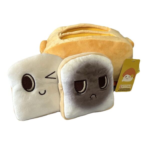 Plush Toaster Removable Happy Sad Toast & Masked Owl Gatcha Clawcade Edition 9” - Picture 4 of 15